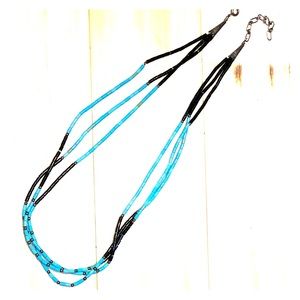 Turquoise and silver beaded necklace